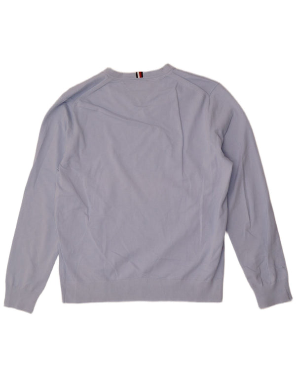 Tommy Hilfiger Womens V-Neck Jumper Sweater UK 22 3XL Blue Cotton
