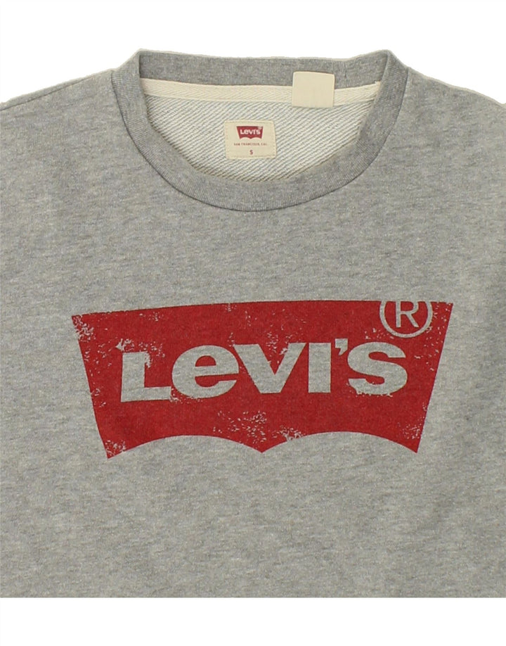LEVI'S Womens Graphic Sweatshirt Jumper UK 10 Small Grey Cotton Vintage Levi's and Second-Hand Levi's from Messina Hembry 