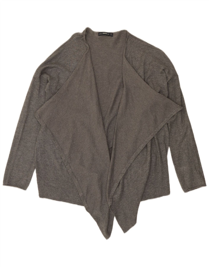 Zara Femme Cardigan Ouvert Asymétrique Surdimensionné Pull UK 10 Petit Gris