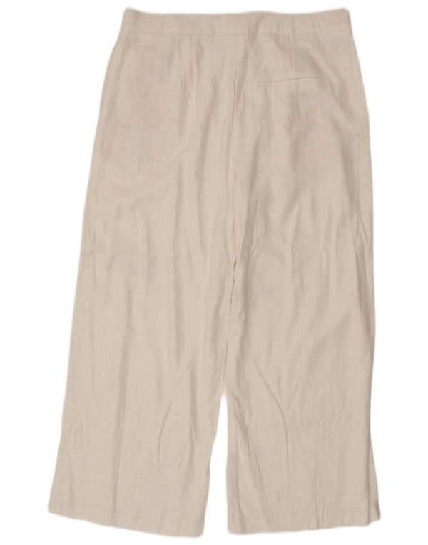 Marks & Spencer Womens High Waist Casual Trousers UK 16 Large W36 L27 White