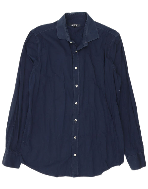 Camicia Trussardi Uomo Tg 41/42 Large Cotone Blu Navy