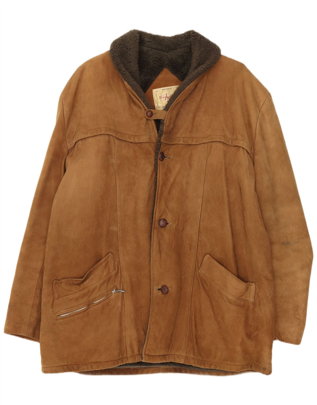 Vintage Herre Shearling Jacket UK 38 Medium Brown