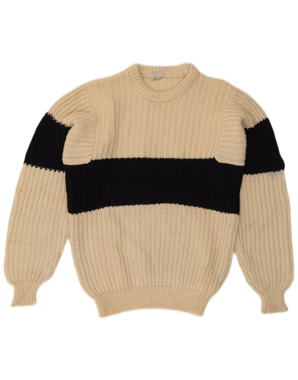 Ocean Star Herre Crew Neck Jumper Sweater IT 48 Medium Beige Colourblock