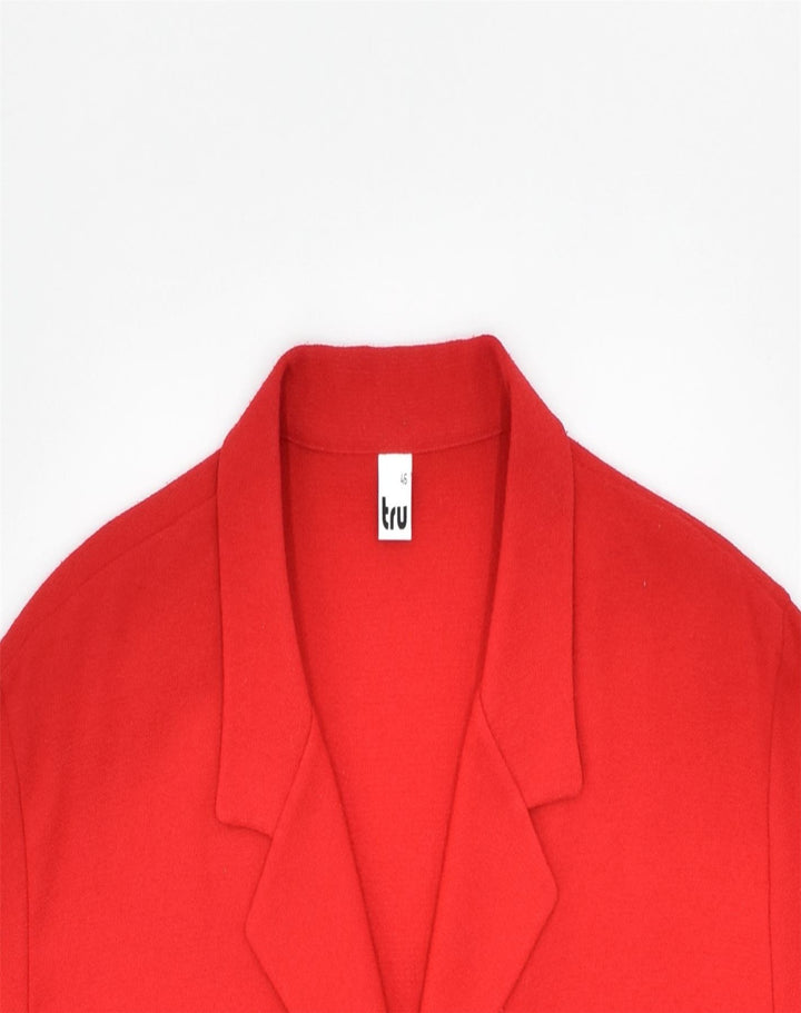 TRU Womens 4 Button Blazer Jacket EU 46 XL Red Polyester | Vintage | Thrift | Second-Hand | Used Clothing | Messina Hembry 