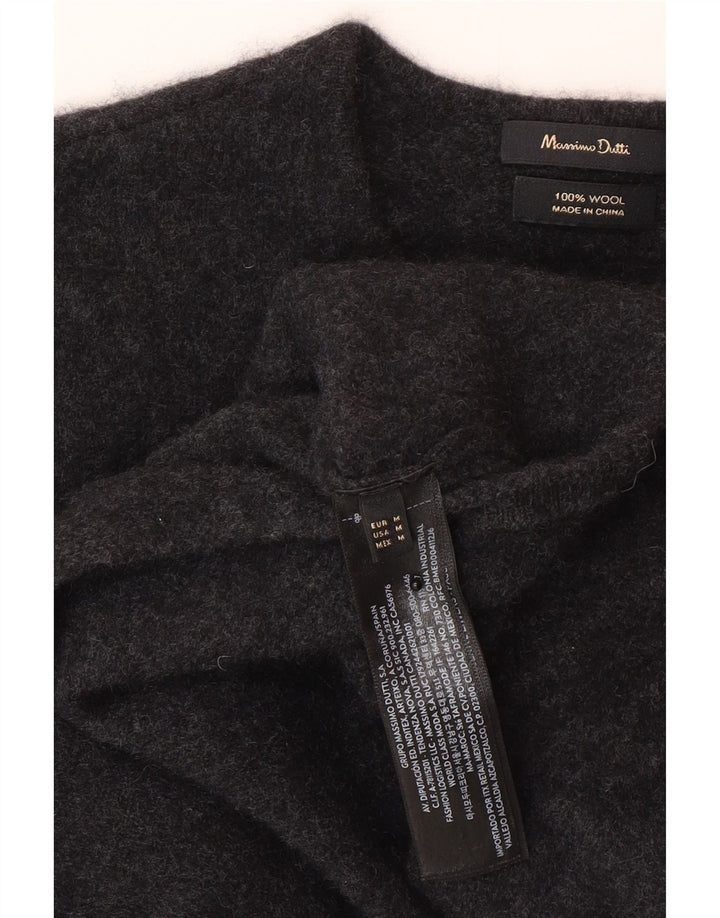 Massimo Dutti Womens Crop Cardigan Sweater UK 12 Medium Grey Wool