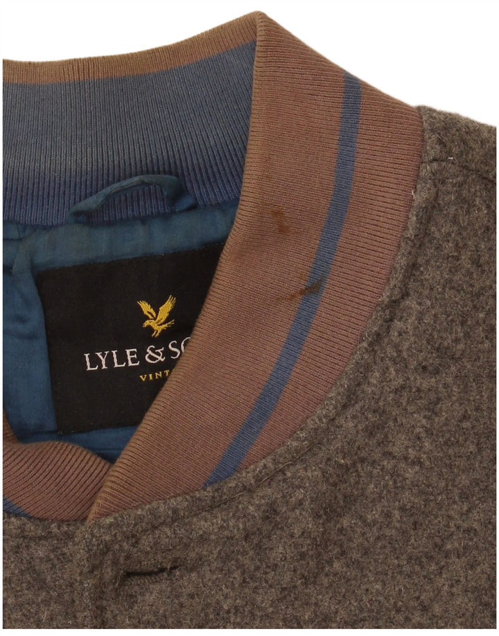 Lyle & Scott Boys Bomber Jacket 13-14 År Stor Grå Uld