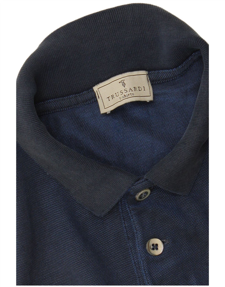 TRUSSARDI Mens Polo Shirt Small Navy Blue