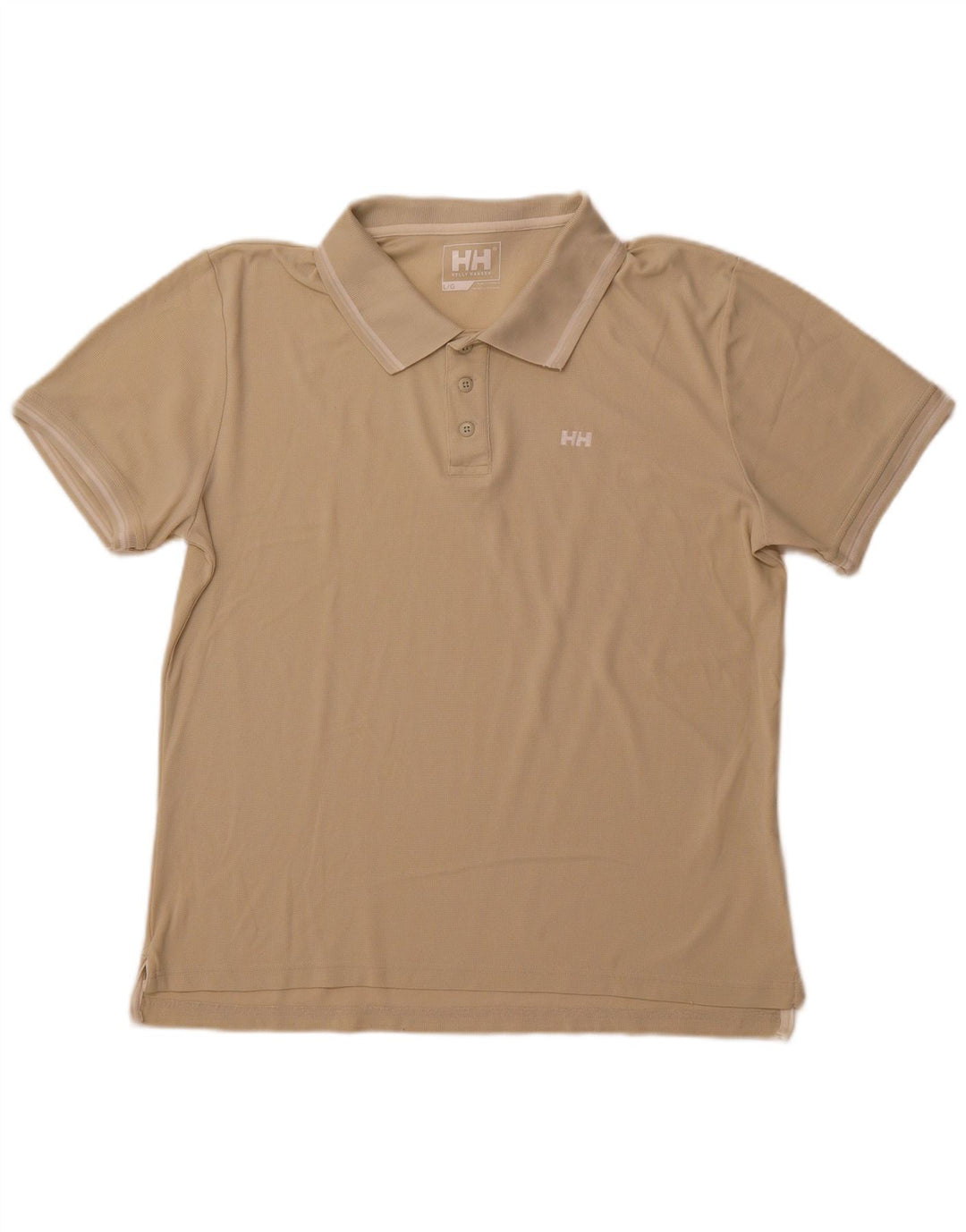 HELLY HANSEN Mens Polo Shirt Large Beige Polyamide