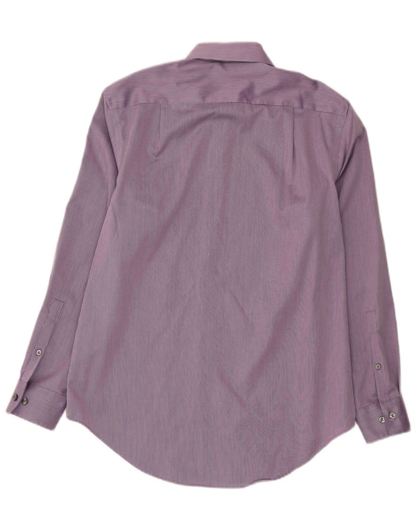 Calvin Klein Mens Slim Fit Shirt Size 15 1/2 Medium Purple Pinstripe Cotton
