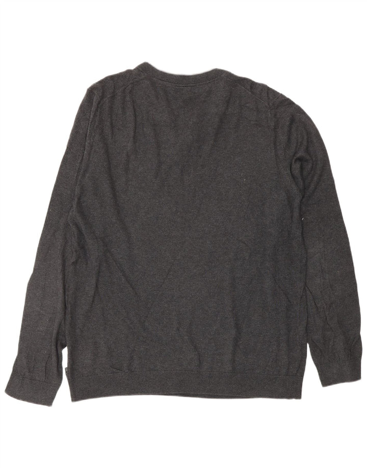 TED BAKER Mens V-Neck Jumper Sweater Size 4 Large Grey Cotton