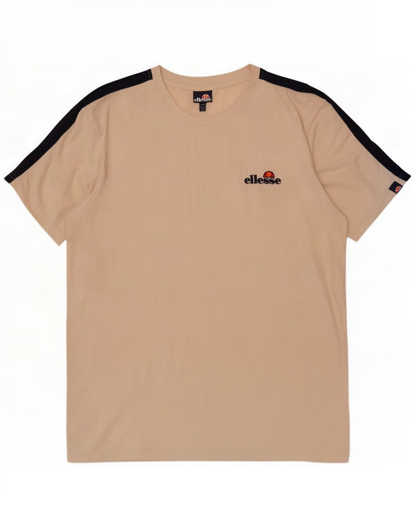 T-shirt da uomo Ellesse Top 2XL cotone color block bianco sporco