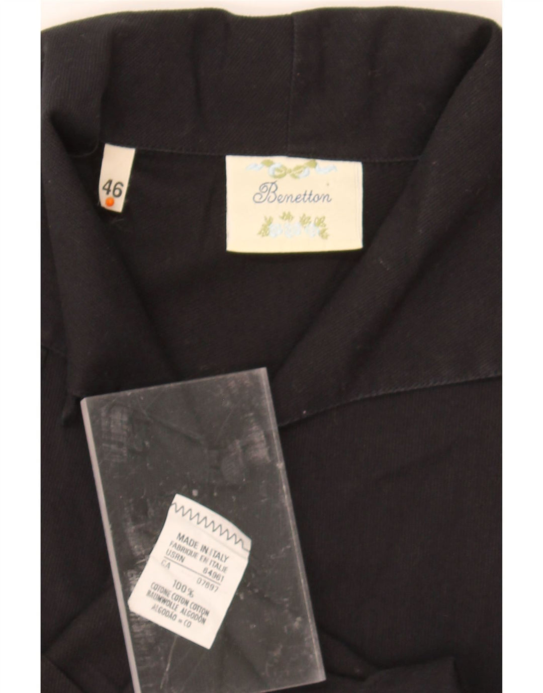 BENETTON Womens Shirt IT 46 Large Black Cotton Vintage Benetton and Second-Hand Benetton from Messina Hembry 
