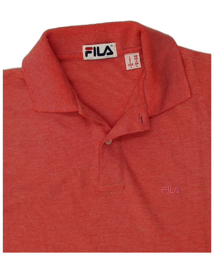 FILA Mens Long Sleeve Polo Shirt IT 48 Medium Red Cotton Vintage Fila and Second-Hand Fila from Messina Hembry 