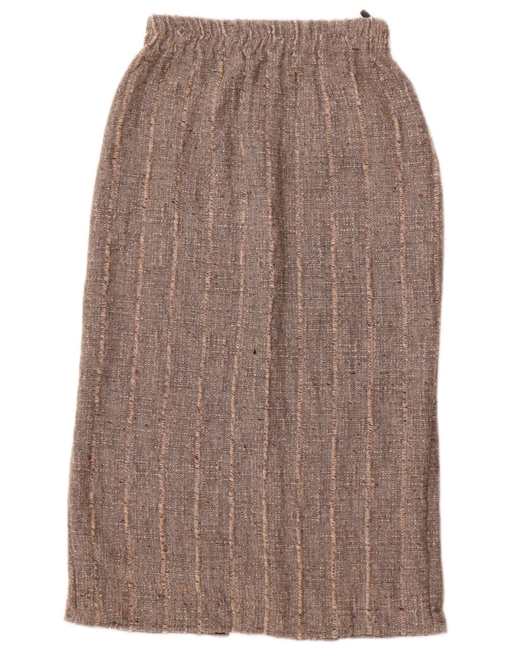 Vintage Womens Midi Skirt  W26 Small Grey Striped Polyacrylic