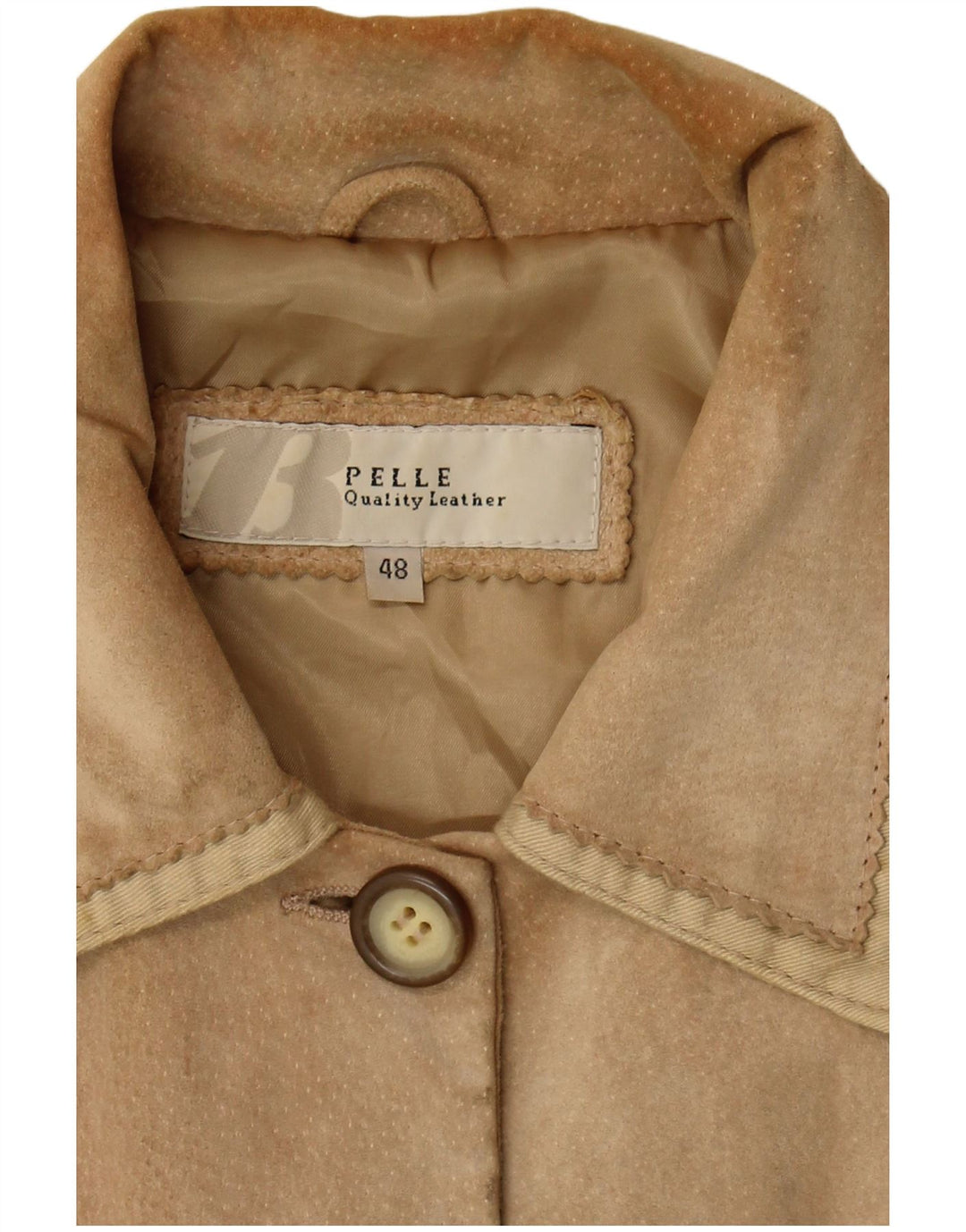 Vintage Womens Suede Jacket IT 48 XL Beige Leather