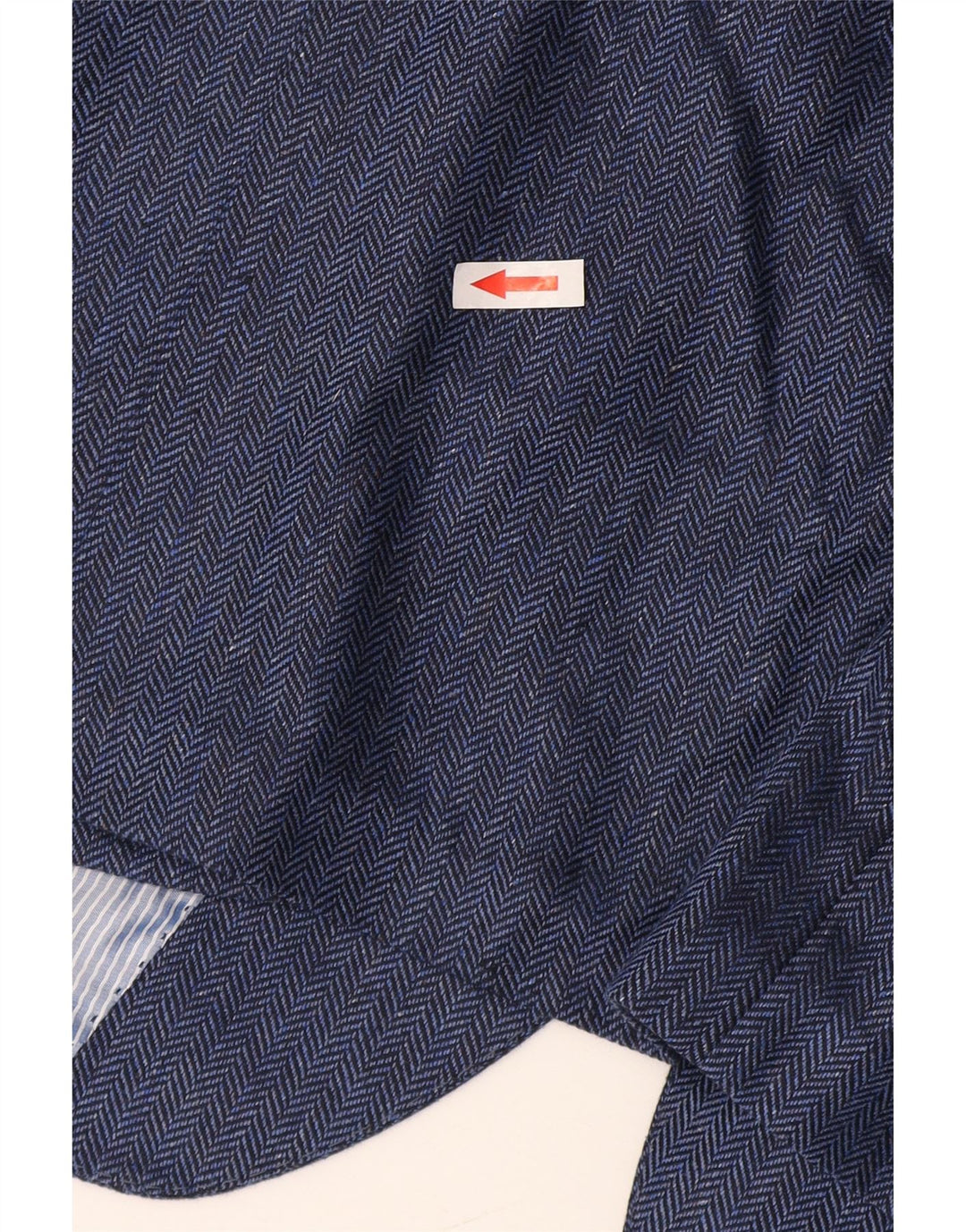 Guy Laroche Mens 2 Button Blazer Jacket UK 42 XL Navy Blue Herringbone Silk