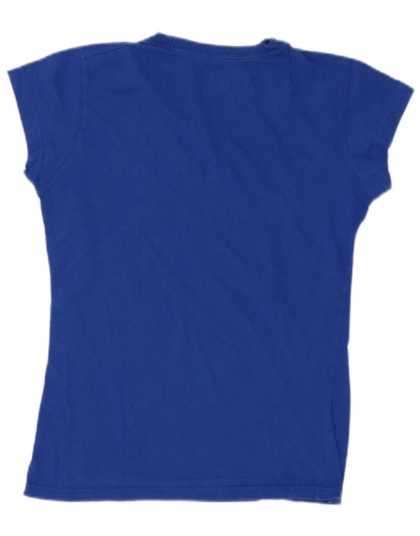 Hard Rock Cafe Dame London Grafisk T-Shirt Top UK 12 Medium Blue Cotton