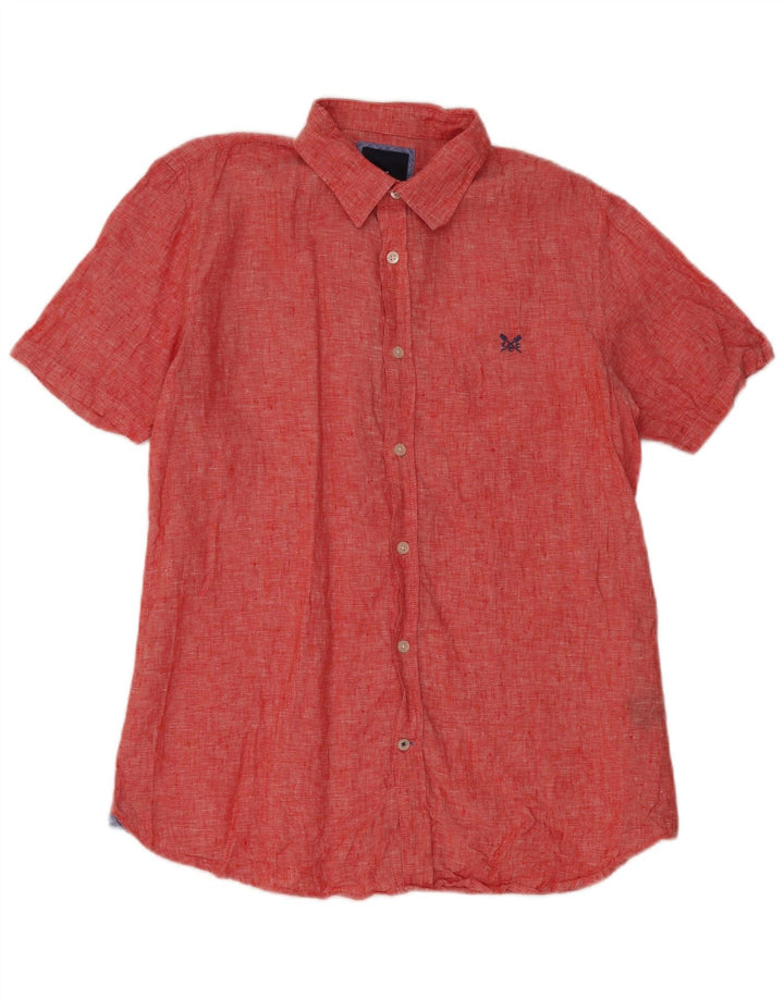 Crew Clothing Mens Short Sleeve Shirt Medium Red Linen