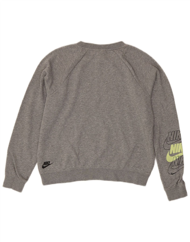Nike Femme Sweat-shirt court surdimensionné UK 10 Petit Gris Moucheté