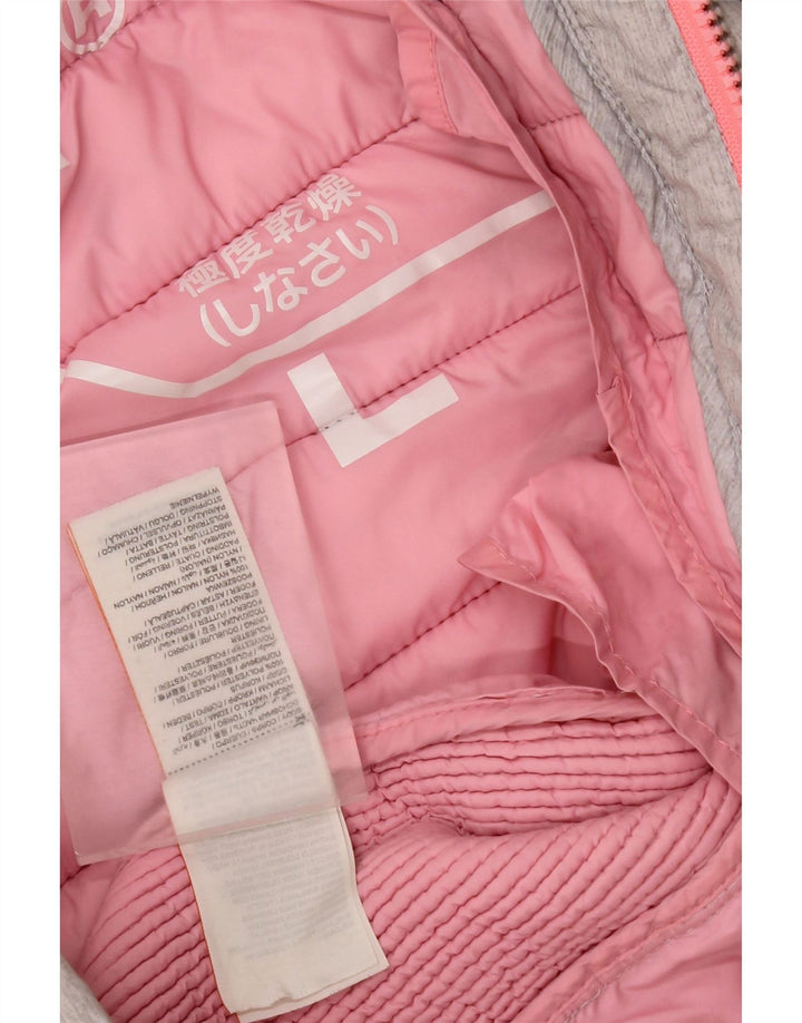 Giacca imbottita con cappuccio da donna Superdry UK 14 grande poliestere grigio
