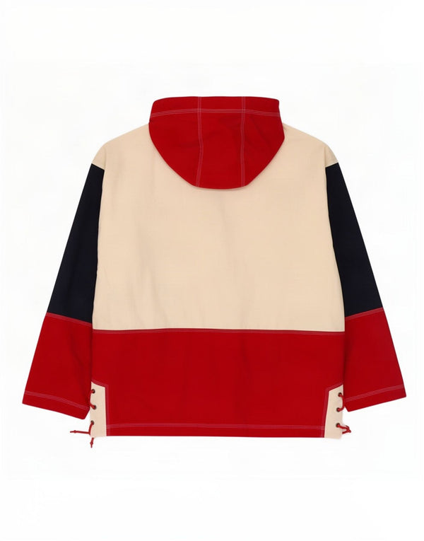 East West Mens Hooded Tracksuit Top Jacket Medium Red Colourblock Cotton