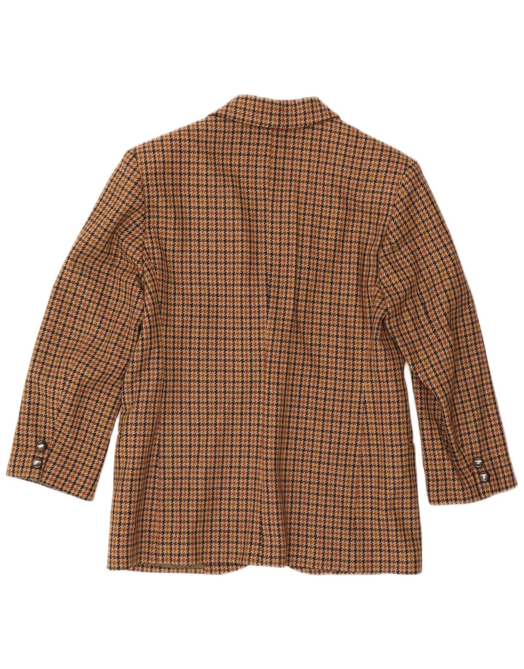 Vintage Womens 2 Button Blazer Jacket IT 44 Medium Brown Houndstooth Wool