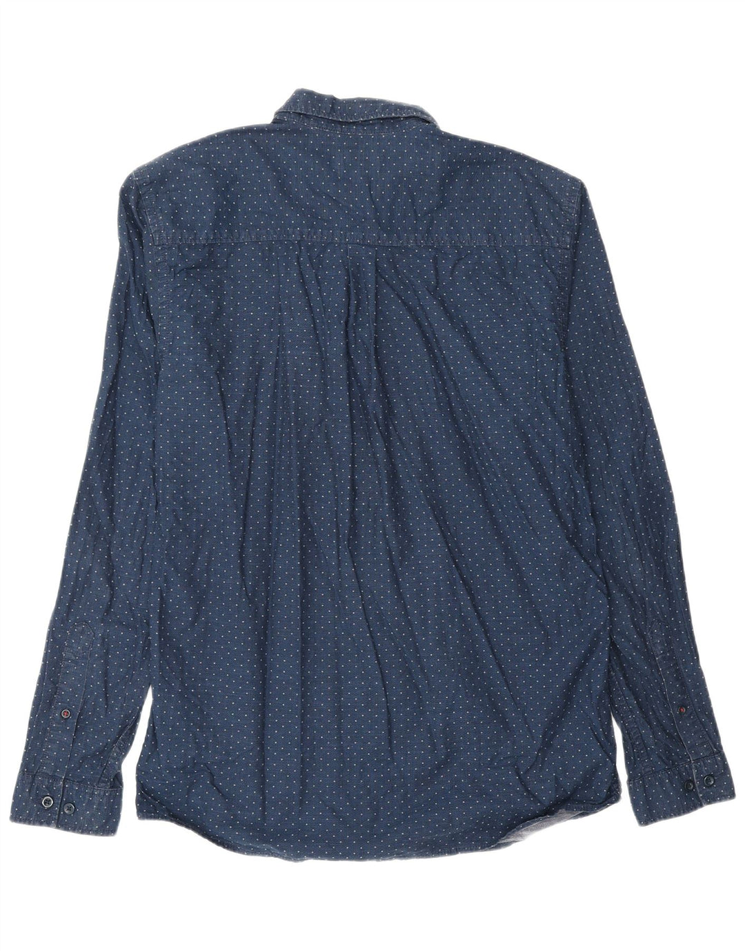 JACK & JONES Mens Shirt Large Navy Blue Spotted Cotton