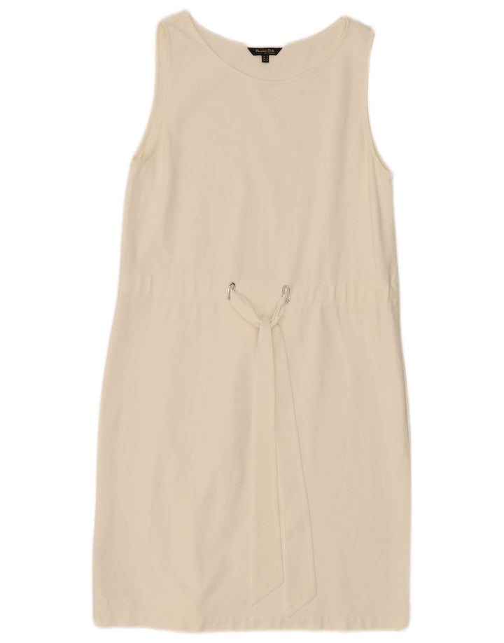 Massimo Dutti Dame Ærmeløs Shift Dress UK 12 Medium White Polyester