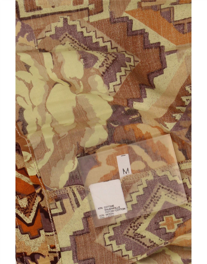 VINTAGE Womens Pleated Skirt Medium W30 Brown Patchwork Cotton