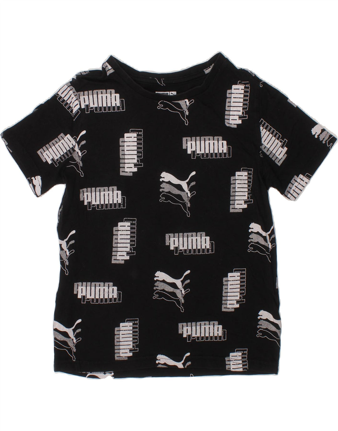 PUMA Boys Graphic T-Shirt Top 7-8 Years Small Black Vintage Puma and Second-Hand Puma from Messina Hembry 