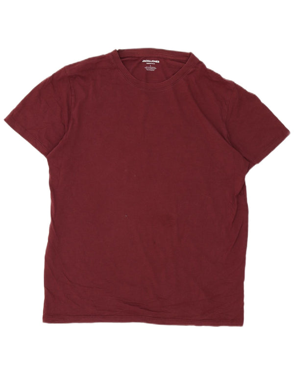 T-shirt da uomo Jack & Jones Top grande in cotone bordeaux