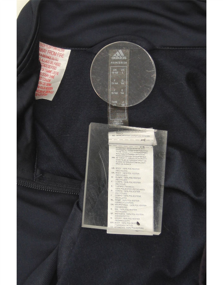 ADIDAS Boys Graphic Tracksuit Top Jacket 13-14 Years Navy Blue Polyester Vintage Adidas and Second-Hand Adidas from Messina Hembry 