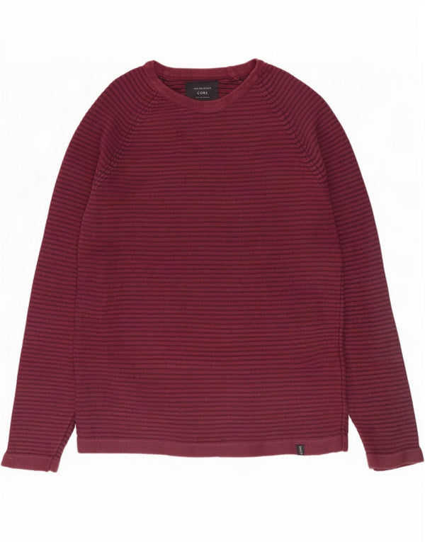 Pulover Jack & Jones pentru bărbați, cu gât de barcă, bumbac cu dungi burgundy mediu