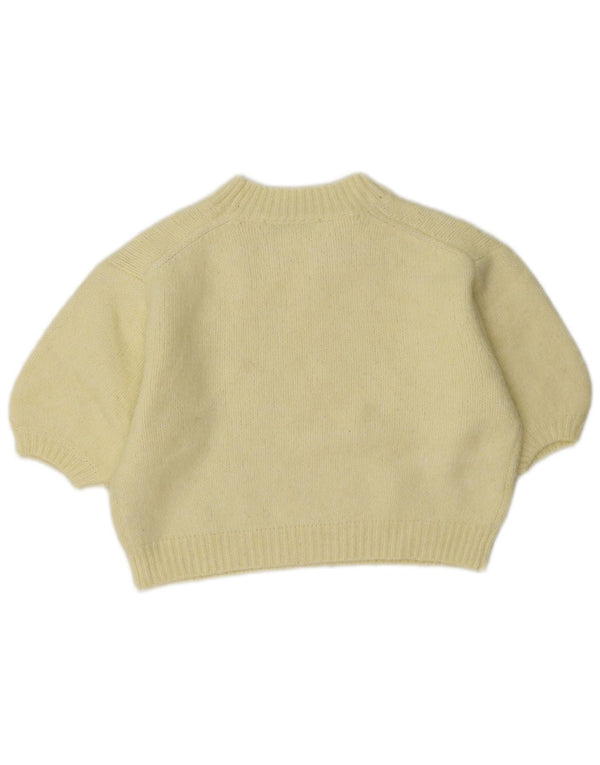Zara Dame Oversized Crop Crew Neck Jumper Sweater UK 6 XS Gul