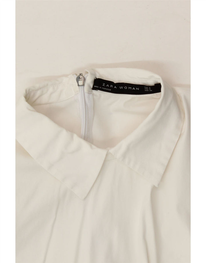 ZARA Womens Pullover Shirt Blouse UK 8 Small White Cotton Vintage Zara and Second-Hand Zara from Messina Hembry 
