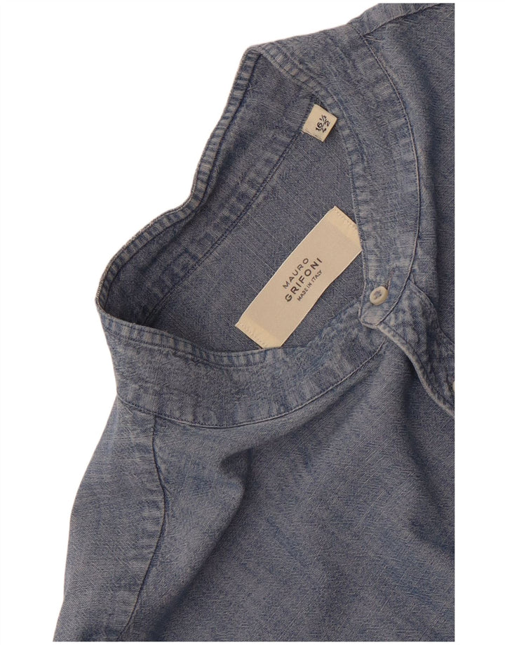 Mauro Grifoni  Mens Denim Shirt Size 42 16 1/2 Large Blue