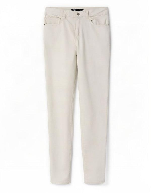 Zara Γυναικείο Skinny Casual Παντελόνι EU 36 XS W26 L27 Λευκό