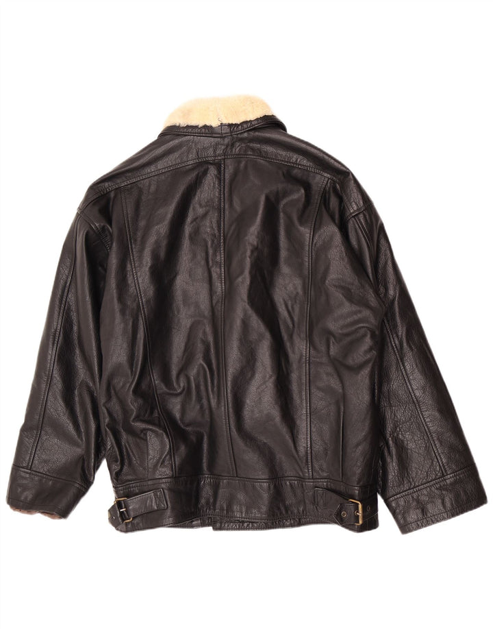 Geacă de piele vintage pentru bărbați IT 50 Medium Black Colorblock
