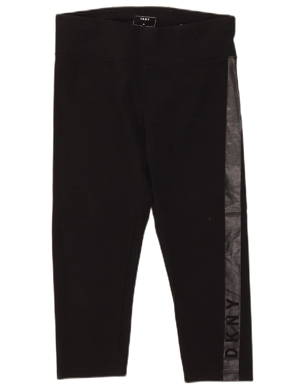 Dkny Womens Graphic Capri Leggings UK 12 Medium Black Colourblock Cotton