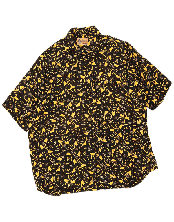 Camicia Uomo Manica Corta Dino Erre Large Nera Geometrica