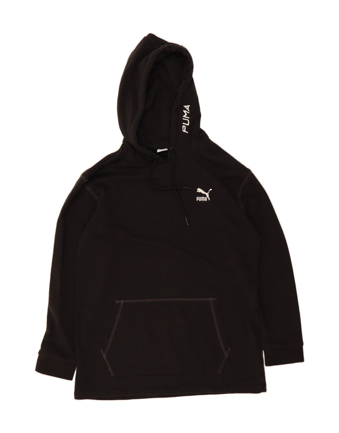 PUMA Mens Graphic Hoodie Jumper Small Black Vintage Puma and Second-Hand Puma from Messina Hembry 