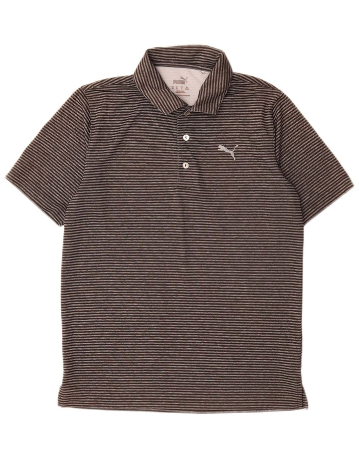Męska koszulka polo Puma, mała, szara, poliestrowa w prążki