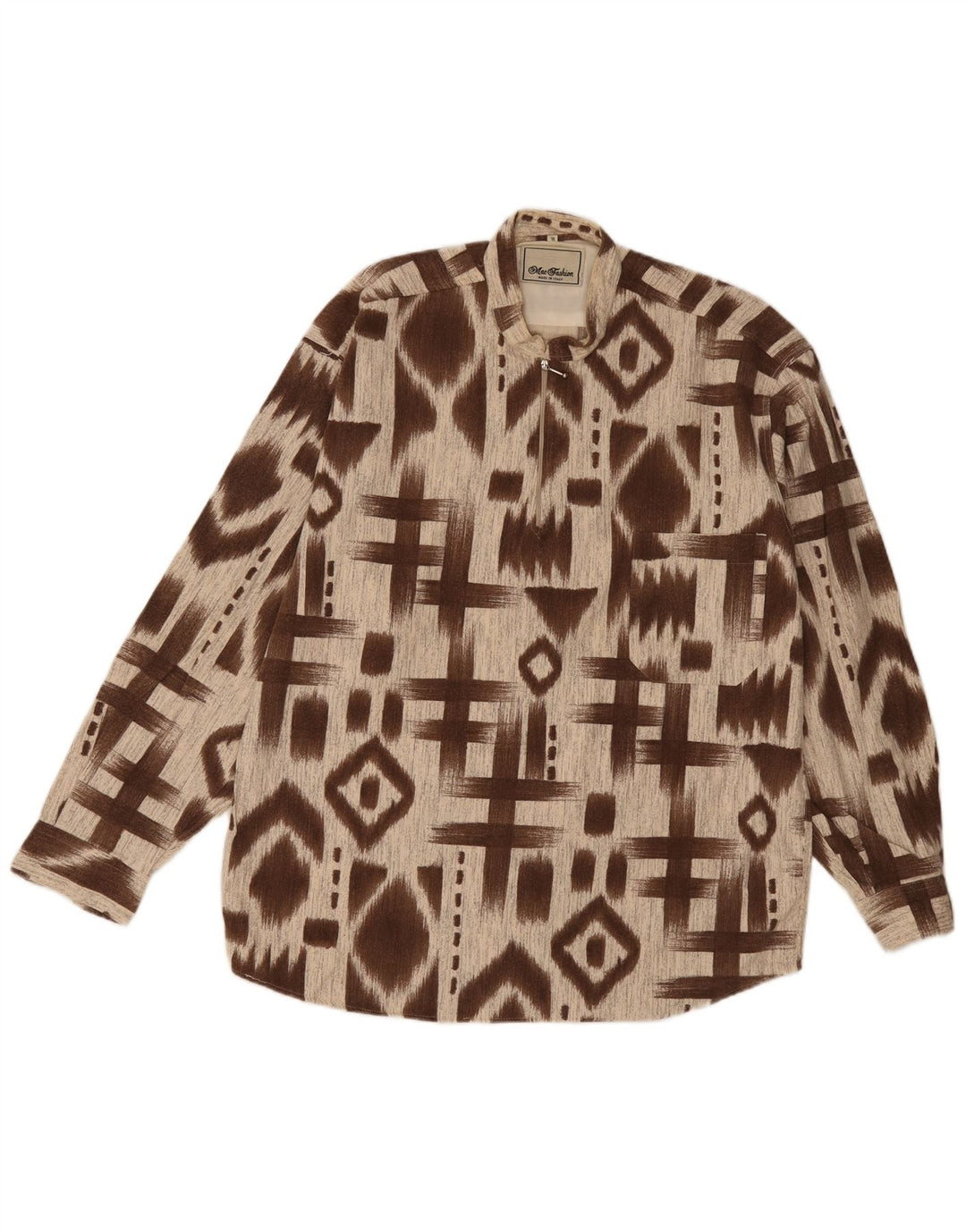 Mac Fashion Camisa tipo jersey para hombre XL Marrón Geométrico