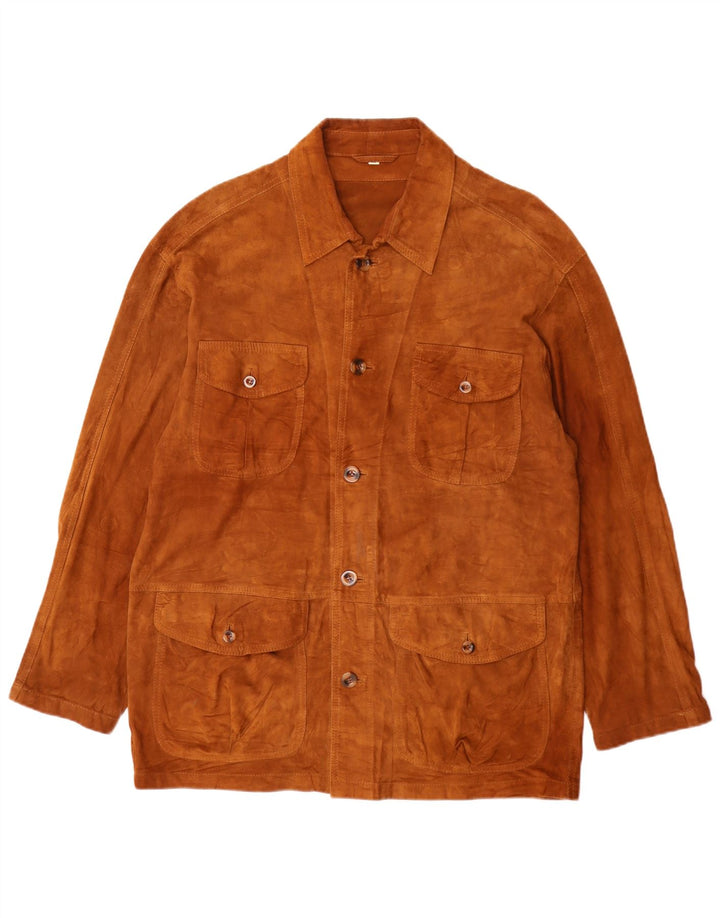 Vintage hombres ante chaqueta IT 50 grande beige
