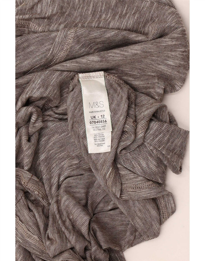 Marks & Spencer Top da donna manica 3/4 UK 12 Cotone screziato grigio medio