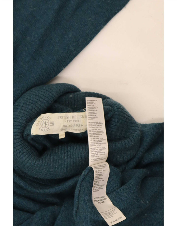 Fat Face Womens Roll Neck Jumper Sweater UK 10 Small Blue Wool