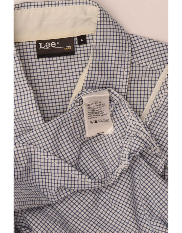 Camisa masculina Lee grande algodão xadrez azul