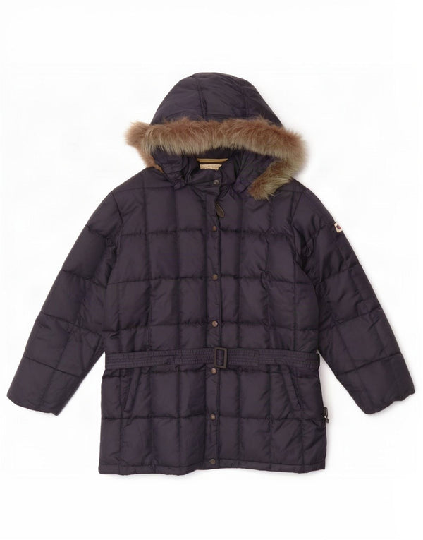 Tænk Pink Dame Hætte Oversized Polstret Jakke UK 16 Large Navy Blue