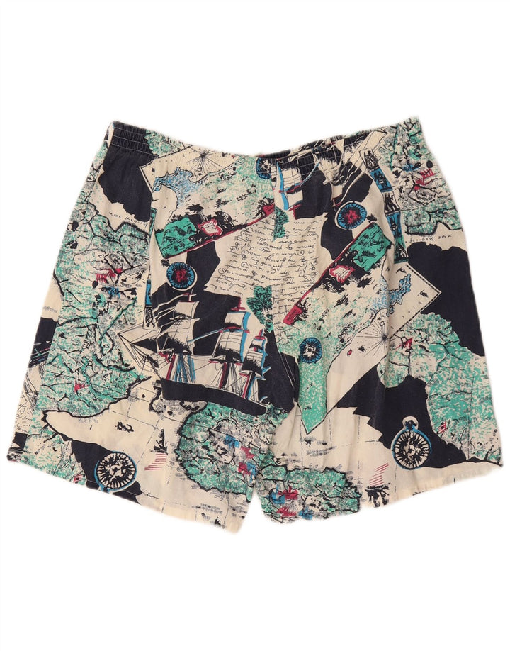 Vintage Mens Abstract Pattern Swimming Shorts IT 54 XL Multicoloured Cotton