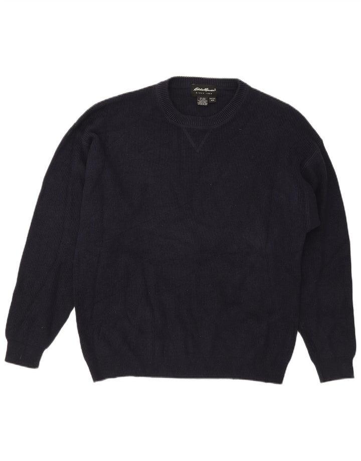 Eddie Bauer Mens Crew Neck Jumper Sweater Medium Navy Blue Cotton